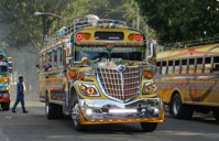a pimped long distance bus in Guatemala