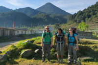 ready for our 2-day-hike up to a view point close to Santiaguito - just the three of us and two local guides