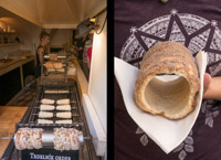 Trdelnik - they want to give you the feeling it is something very typical from Prague but in fact it  is from Transylvania. It tasted very good anyway:-)