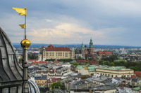 view from St. Mary`s Basilica tower to Wawel Hill